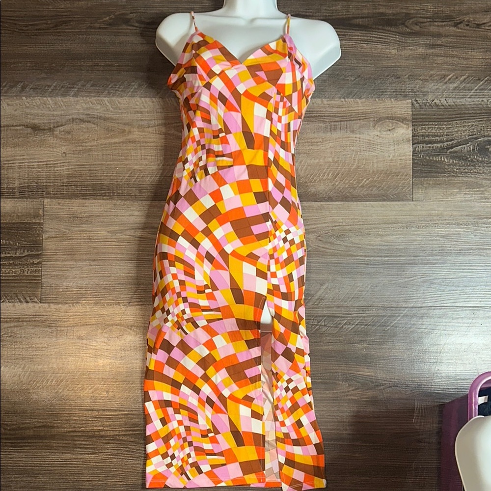 Forever 21 Orange Yellow Sheath Midi Dress